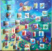 Calendrier de l'Avent carte de voeux- Gabrielle Wiehe - format 20/20 cm - vendu avec son enveloppe pour un envoi par la poste